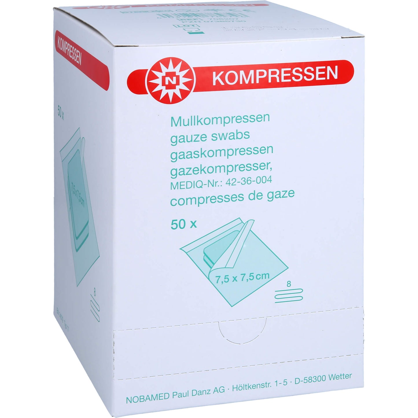 MULLKOMPRESSEN 7,5x7,5 cm steril 8fach 50X2 St