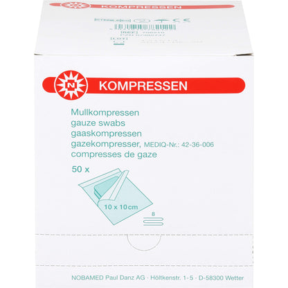 MULLKOMPRESSEN 10x10 cm steril 8fach 50X2 St