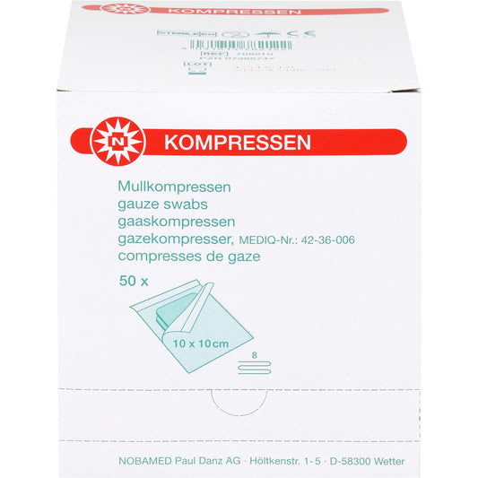 MULLKOMPRESSEN 10x10 cm steril 8fach 50X2 St