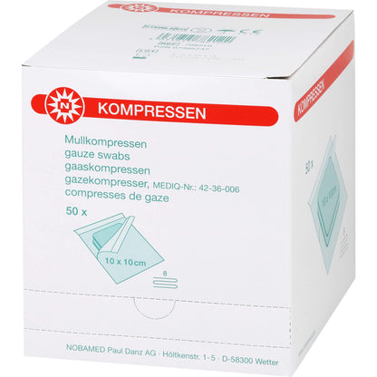 MULLKOMPRESSEN 10x10 cm steril 8fach 50X2 St