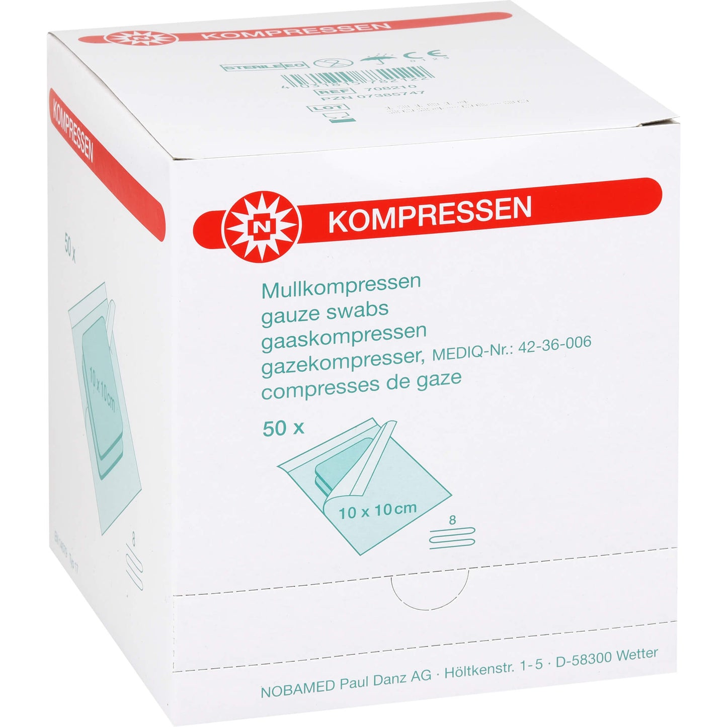 MULLKOMPRESSEN 10x10 cm steril 8fach 50X2 St