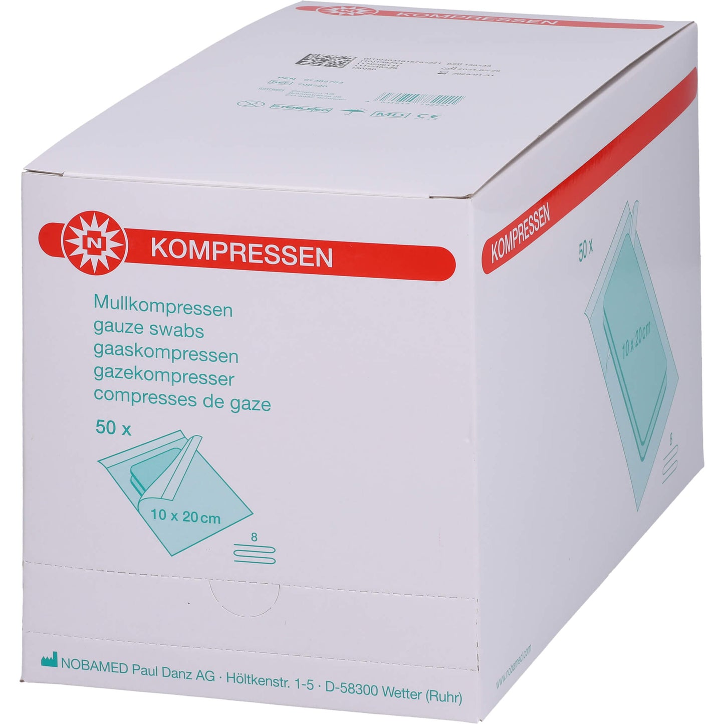 MULLKOMPRESSEN 10x20 cm steril 8fach 50X2 St
