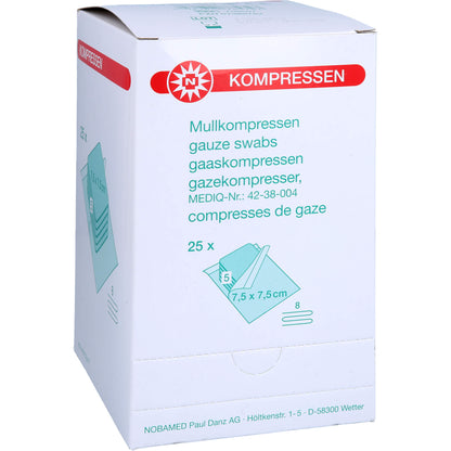 MULLKOMPRESSEN 7,5x7,5 cm steril 8fach 25X5 St