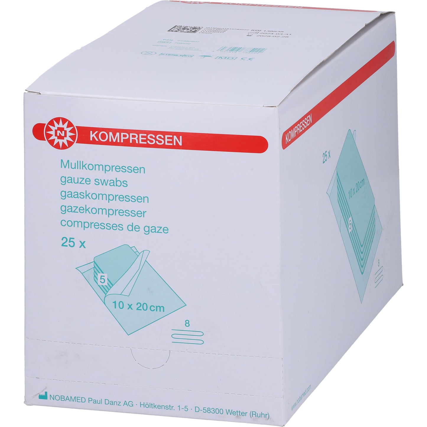 MULLKOMPRESSEN 10x20 cm steril 8fach 25X5 St