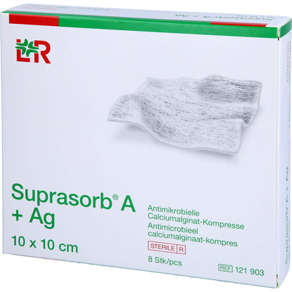 SUPRASORB A+Ag Antimik.Cal.Alginat Kompr.10x10 cm 8 St