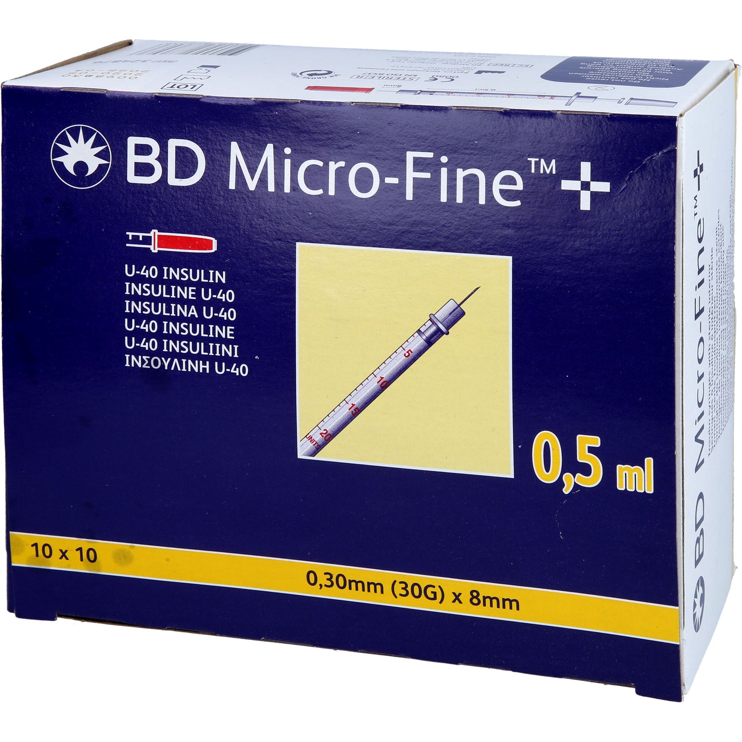 BD MICRO-FINE+ Insulinspr.0,5 ml U40 8 mm 100X0.5 ml