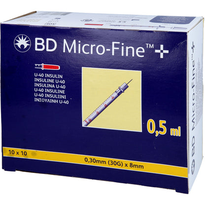 BD MICRO-FINE+ Insulinspr.0,5 ml U40 8 mm 100X0.5 ml