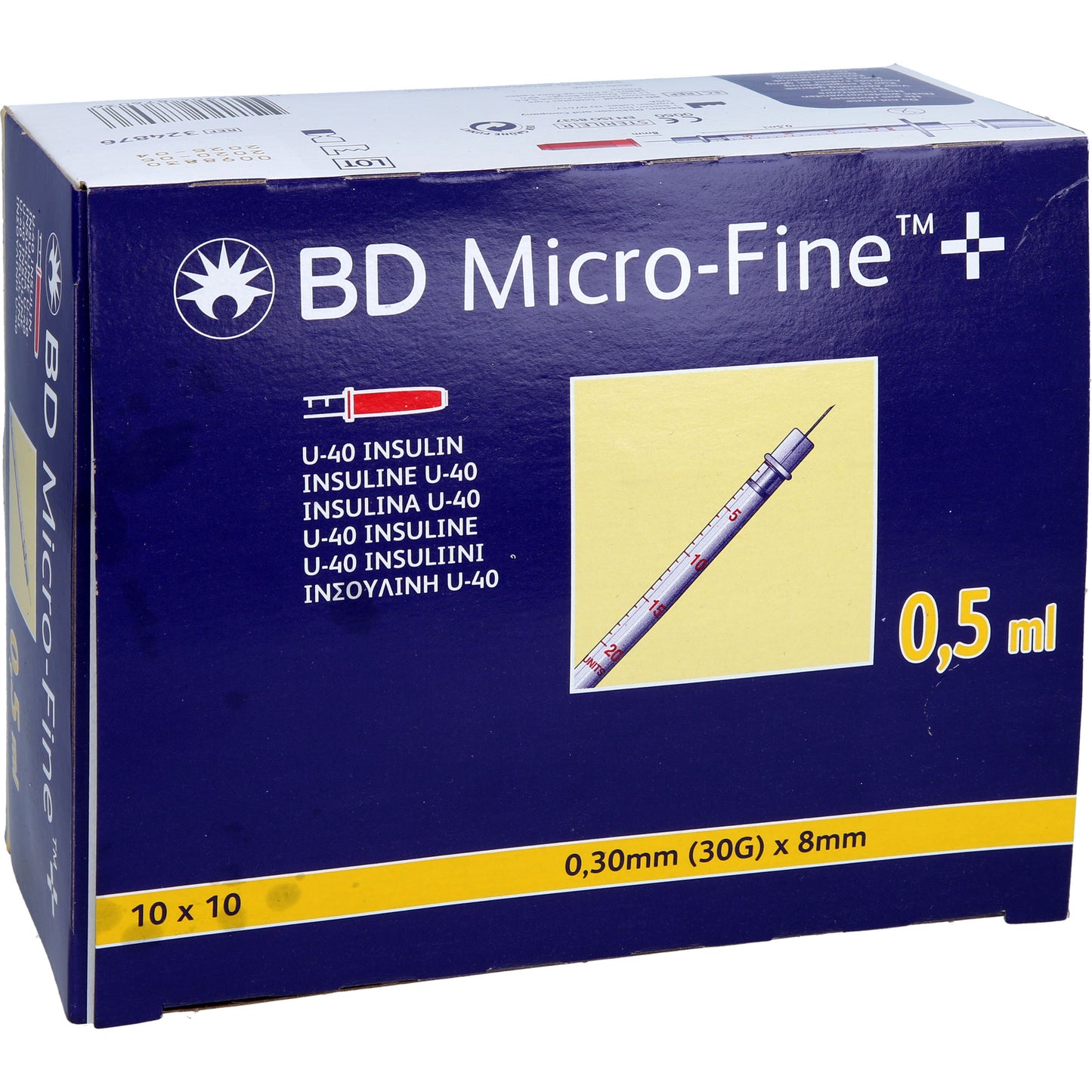 BD MICRO-FINE+ Insulinspr.0,5 ml U40 8 mm 100X0.5 ml