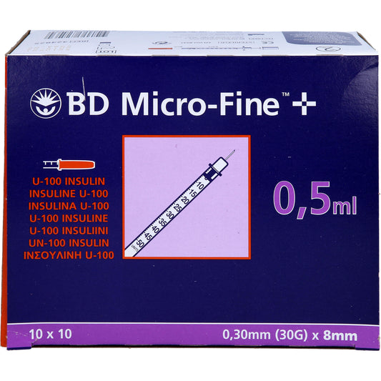 BD MICRO-FINE+ Insulinspr.0,5 ml U100 8 mm 100X0.5 ml