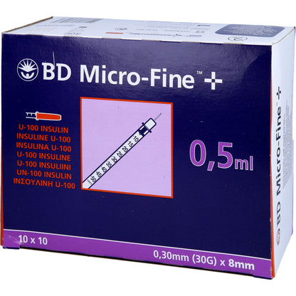 BD MICRO-FINE+ Insulinspr.0,5 ml U100 8 mm 100X0.5 ml