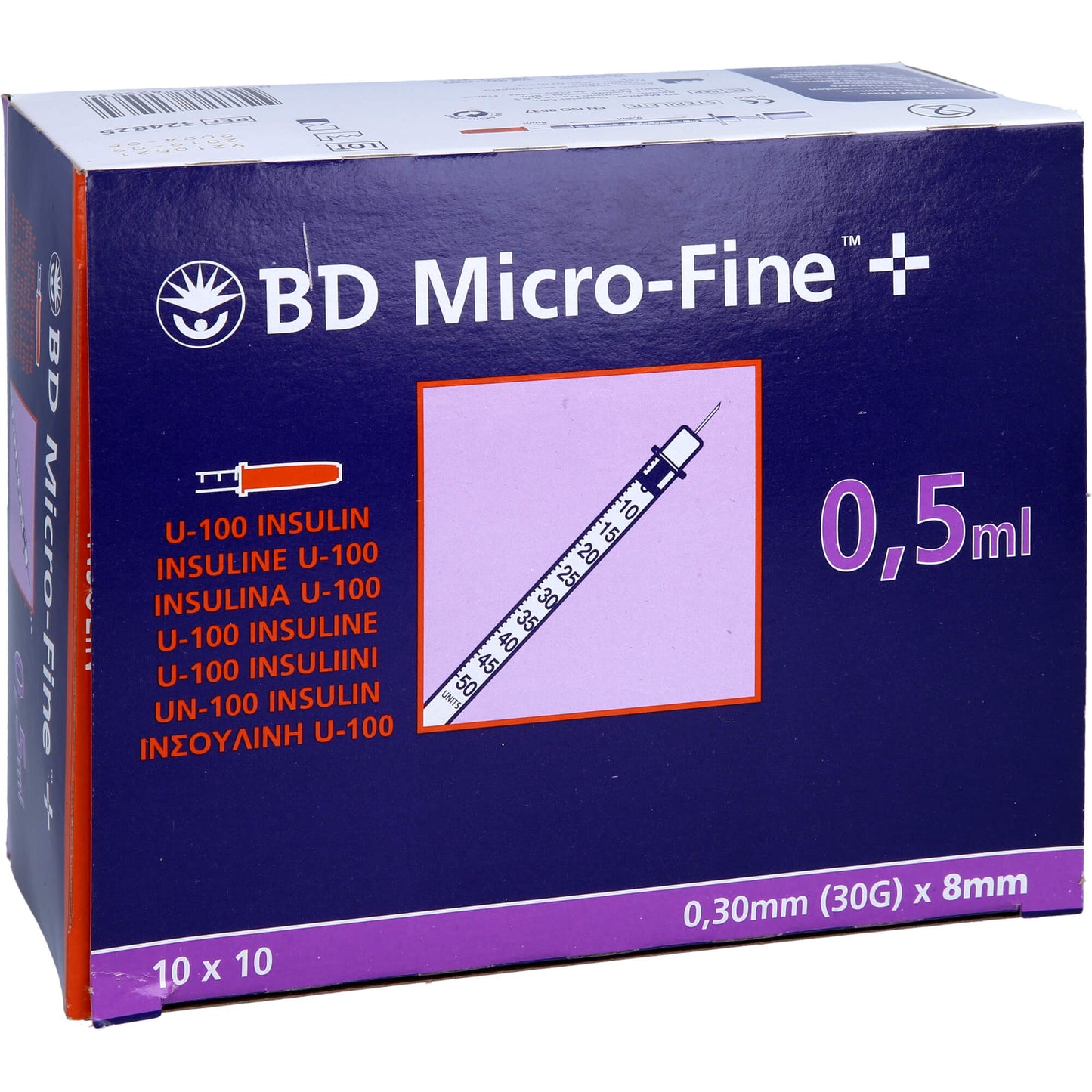 BD MICRO-FINE+ Insulinspr.0,5 ml U100 8 mm 100X0.5 ml