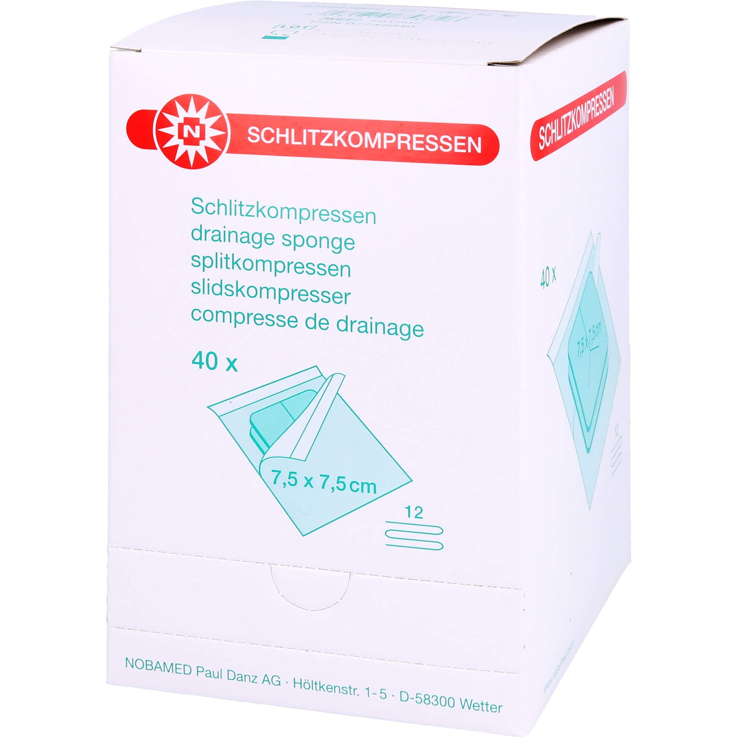 SCHLITZKOMPRESSEN Mull 7,5x7,5 cm steril 12fach 40X2 St