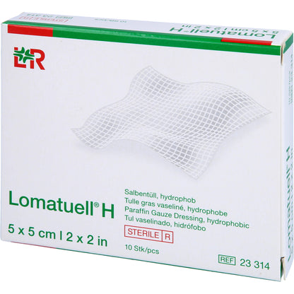 LOMATUELL H Salbentüll 5x5 cm steril 10 St