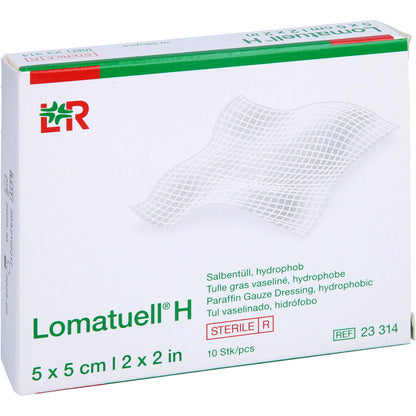 LOMATUELL H Salbentüll 5x5 cm steril 10 St