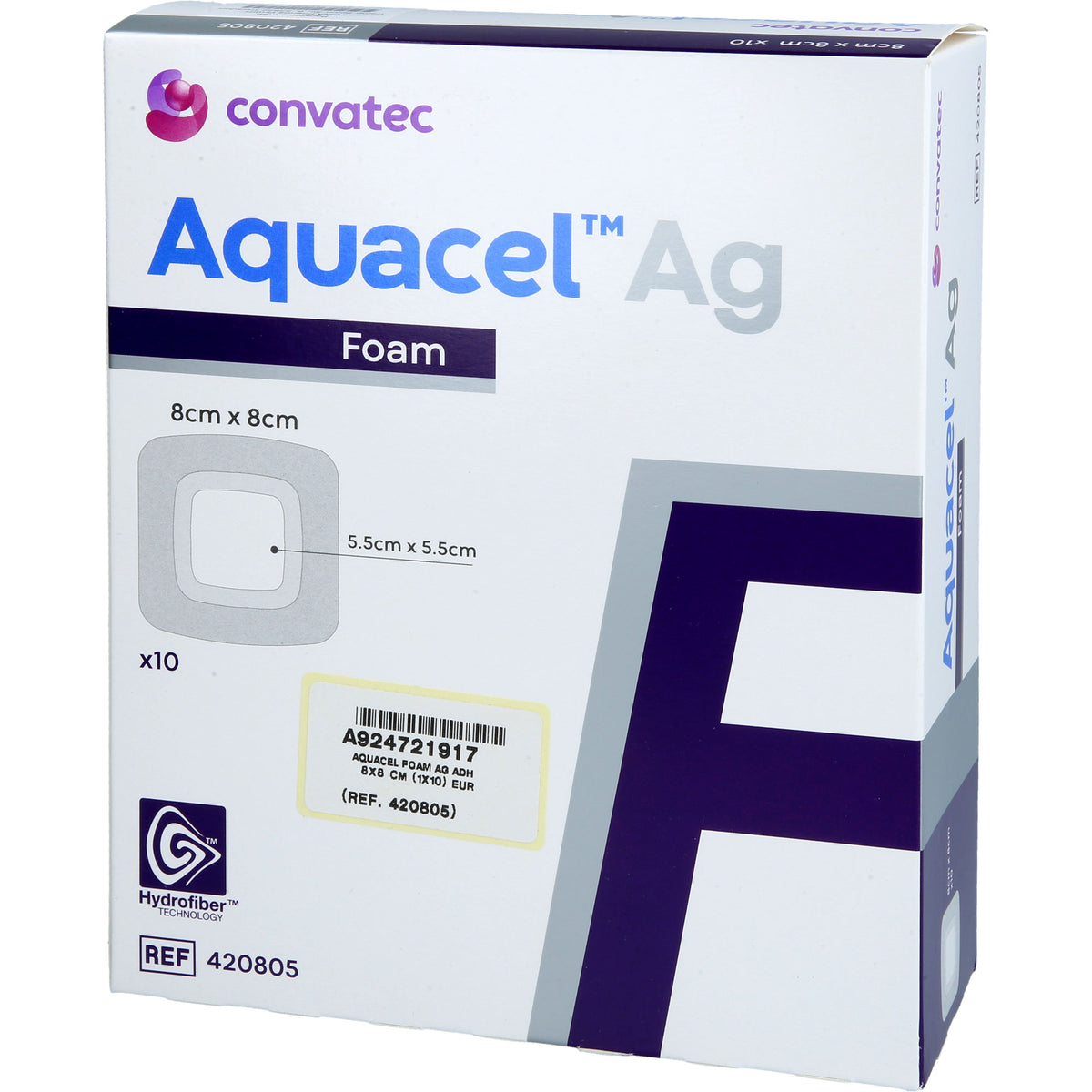 AQUACEL Ag Foam adhäsiv 8x8 cm Verband 10 St