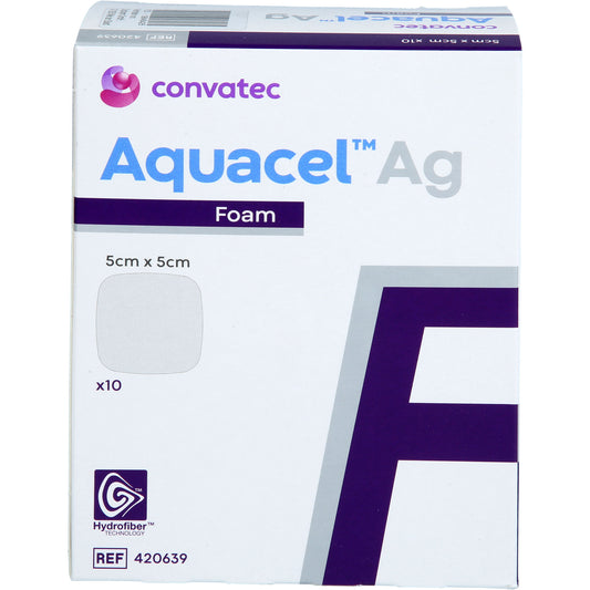 AQUACEL Ag Foam nicht adhäsiv 5x5 cm Verband 10 St