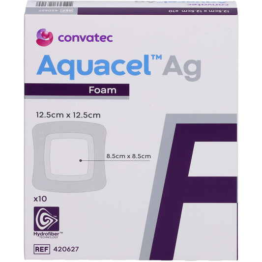 AQUACEL Ag Foam adhäsiv 12,5x12,5 cm Verband 10 St