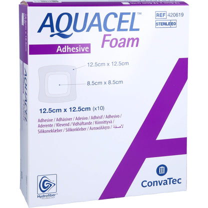 AQUACEL Foam adhäsiv 12,5x12,5 cm Verband 10 St
