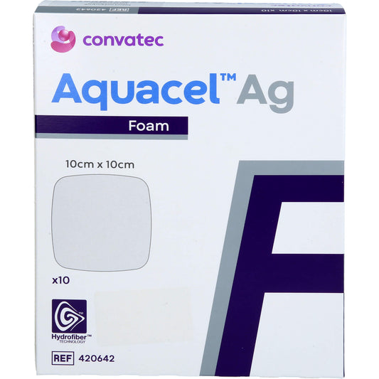 AQUACEL Ag Foam nicht adhäsiv 10x10 cm Verband 10 St