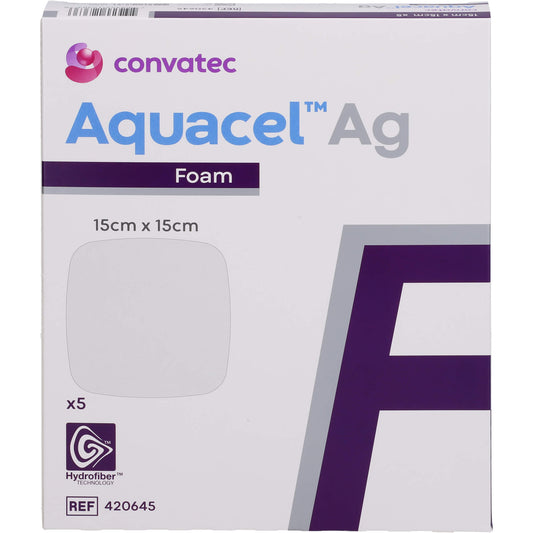 AQUACEL Ag Foam nicht adhäsiv 15x15 cm Verband 5 St