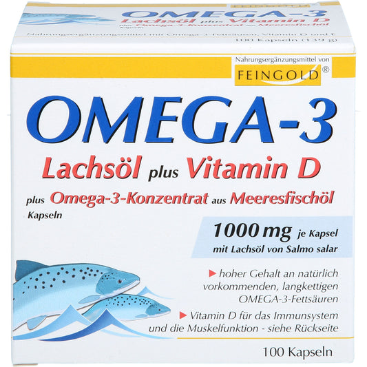 OMEGA-3 LACHSÖL plus Vit.D plus Omega-3 Konz.Kps. 100 St