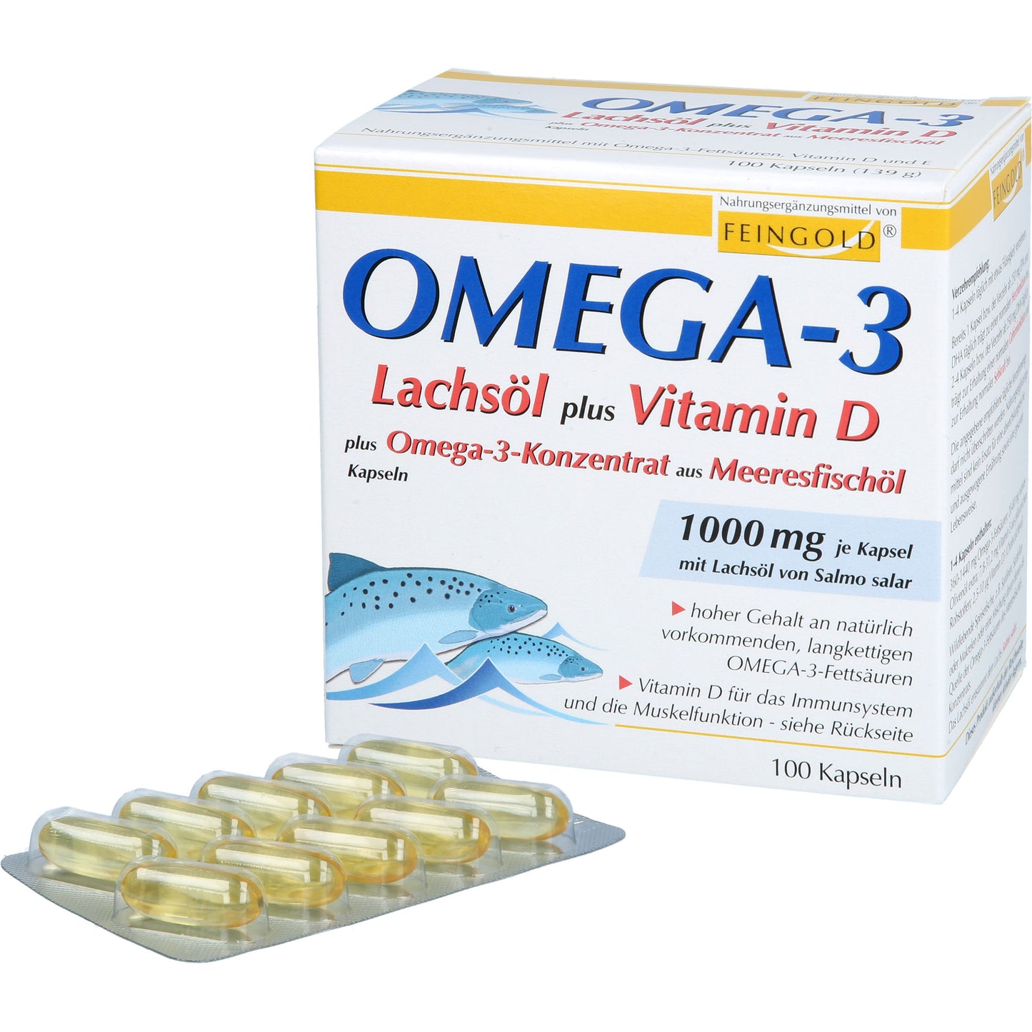 OMEGA-3 LACHSÖL plus Vit.D plus Omega-3 Konz.Kps. 100 St