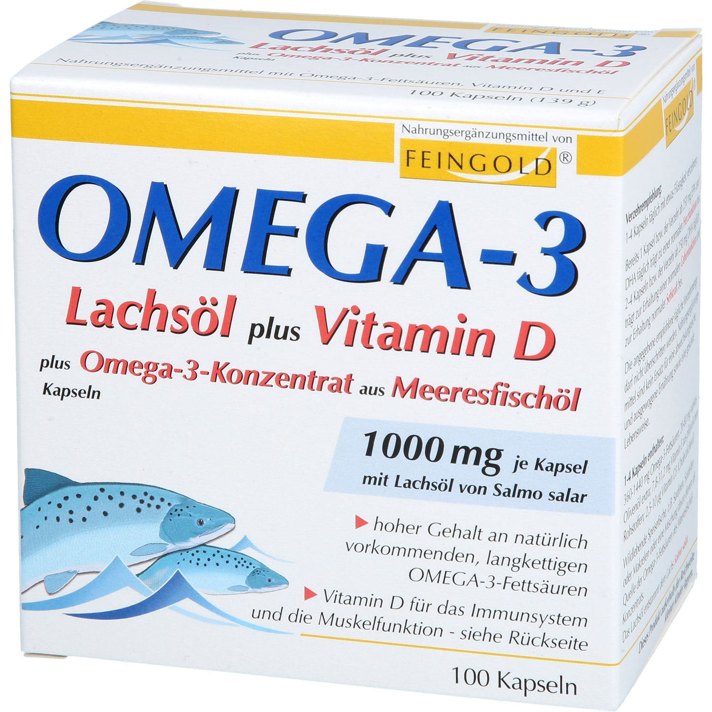 OMEGA-3 LACHSÖL plus Vit.D plus Omega-3 Konz.Kps. 100 St