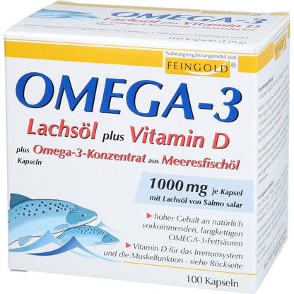 OMEGA-3 LACHSÖL plus Vit.D plus Omega-3 Konz.Kps. 100 St