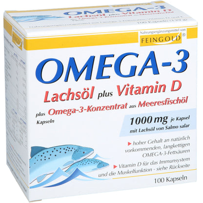 OMEGA-3 LACHSÖL plus Vit.D plus Omega-3 Konz.Kps. 100 St