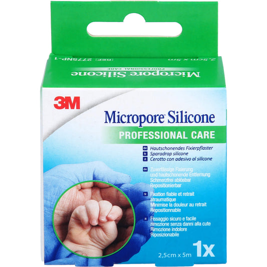 SILIKONBESCHICHTETES Pflaster 2,5 cmx5 m Rolle 1 St