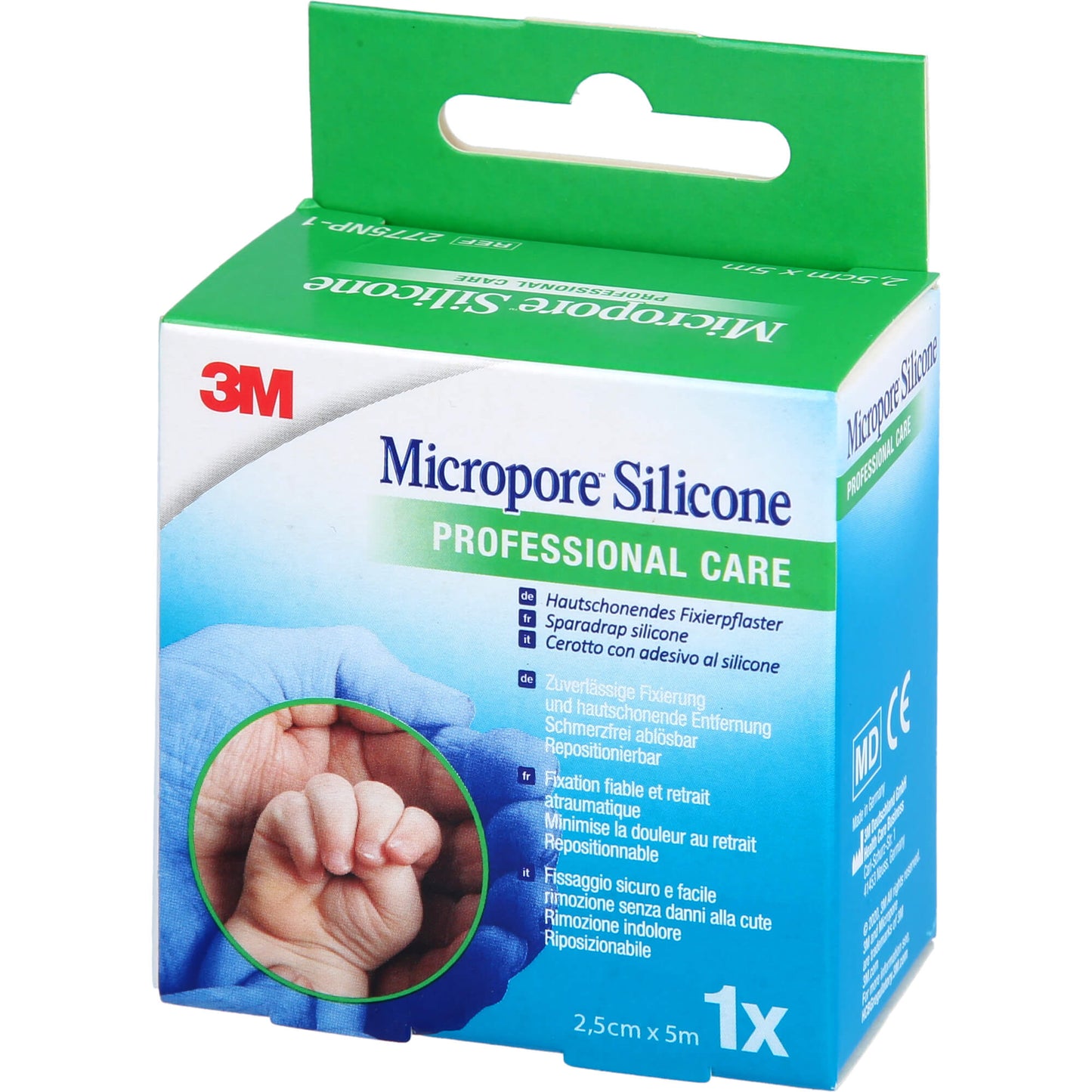 SILIKONBESCHICHTETES Pflaster 2,5 cmx5 m Rolle 1 St