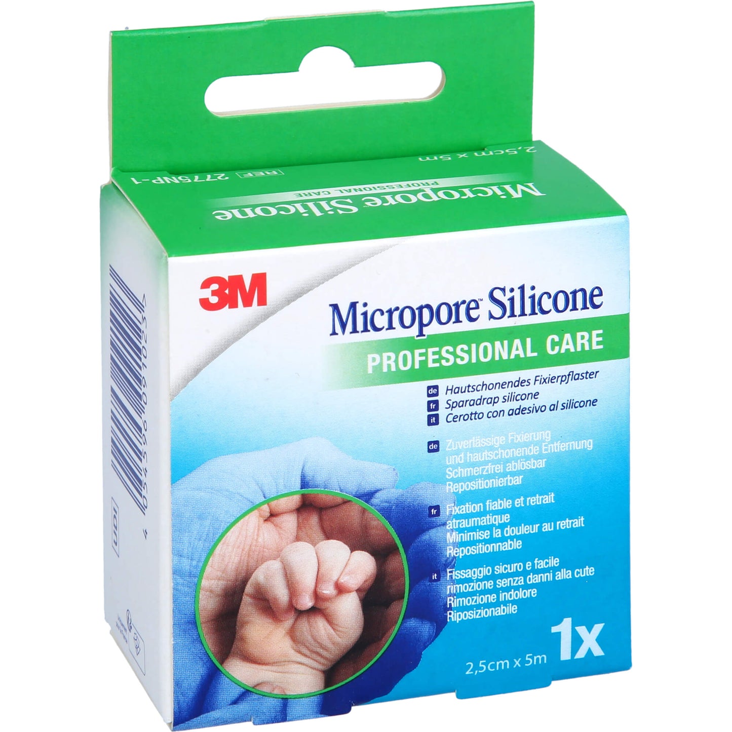 SILIKONBESCHICHTETES Pflaster 2,5 cmx5 m Rolle 1 St