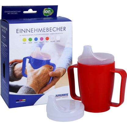 EINNEHMEBECHER m.2 Griffen+2 Deckel 4+12mm rot 1 St