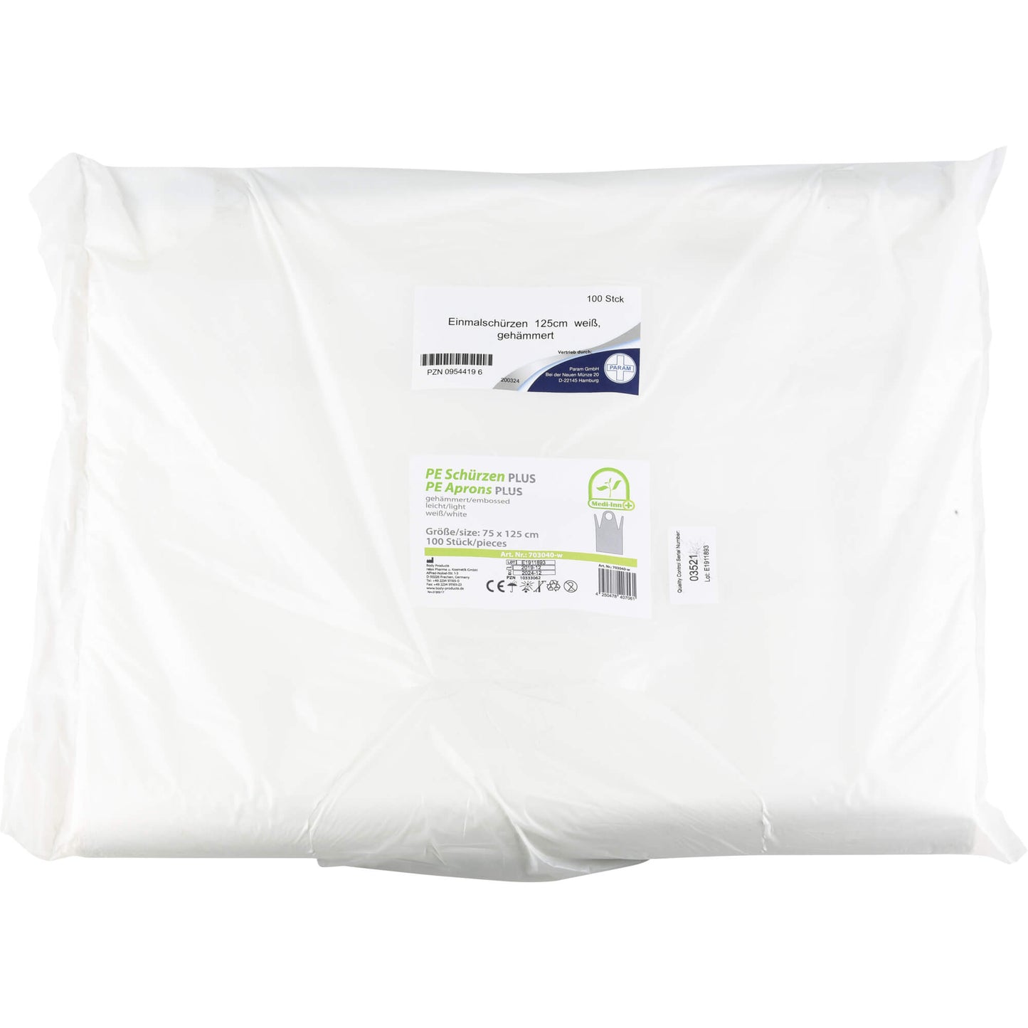EINMAL SCHÜRZEN PE 125 cm weiß 100 St