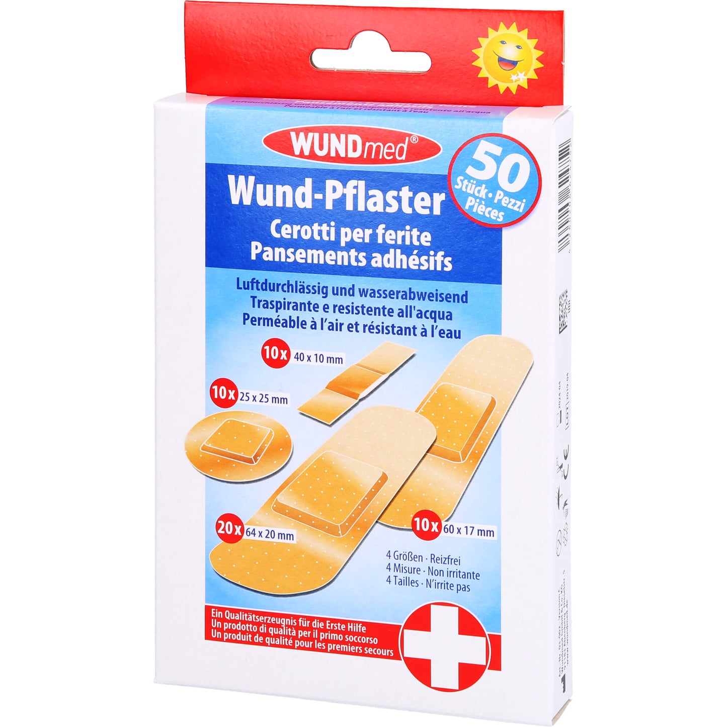 WUNDPFLASTER luftdurchlässig+wasserfest 4 Größen 50 St