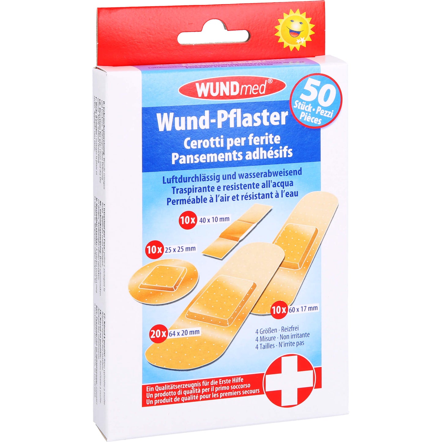 WUNDPFLASTER luftdurchlässig+wasserfest 4 Größen 50 St