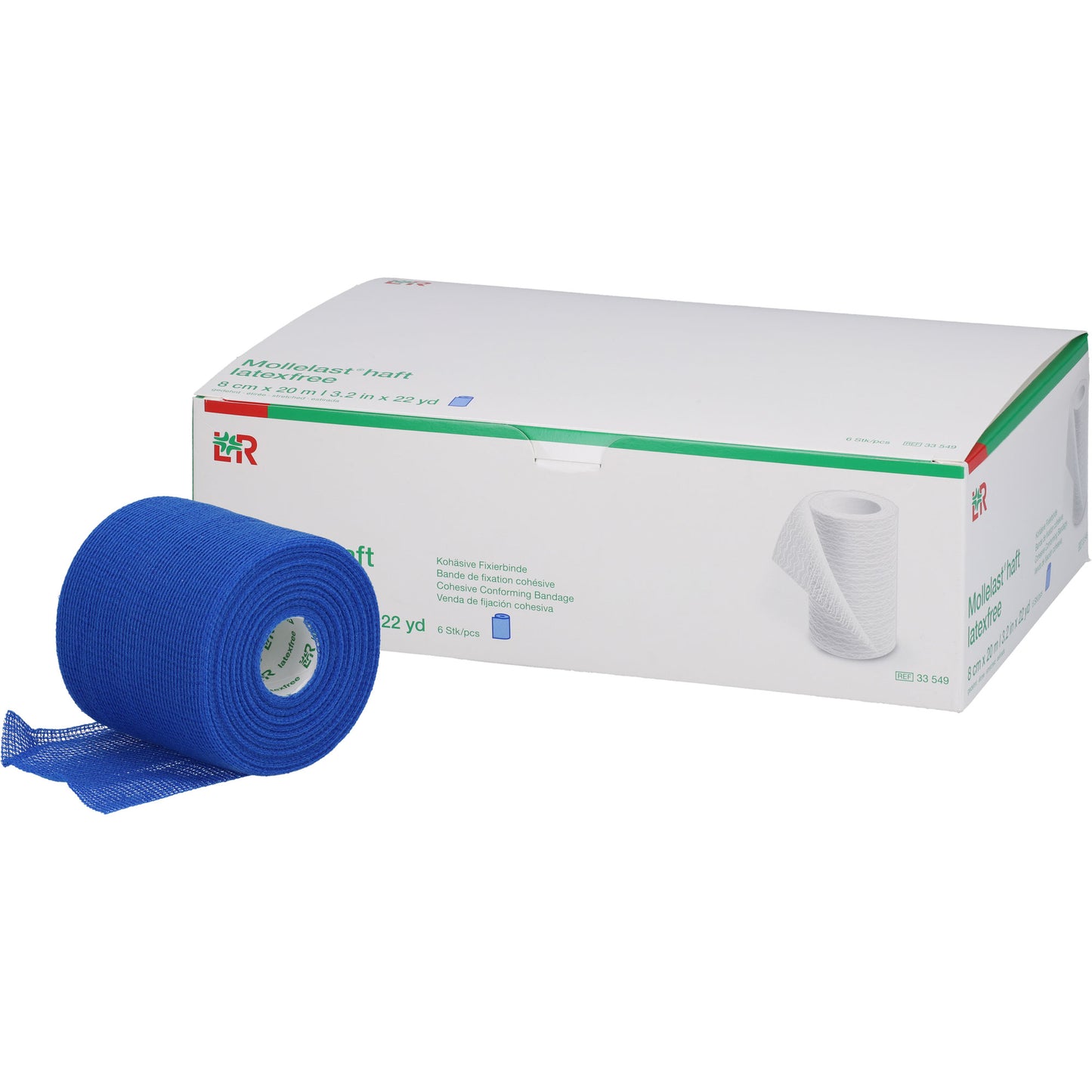 MOLLELAST haft Binden latexfrei 8 cmx20 m blau 6 St