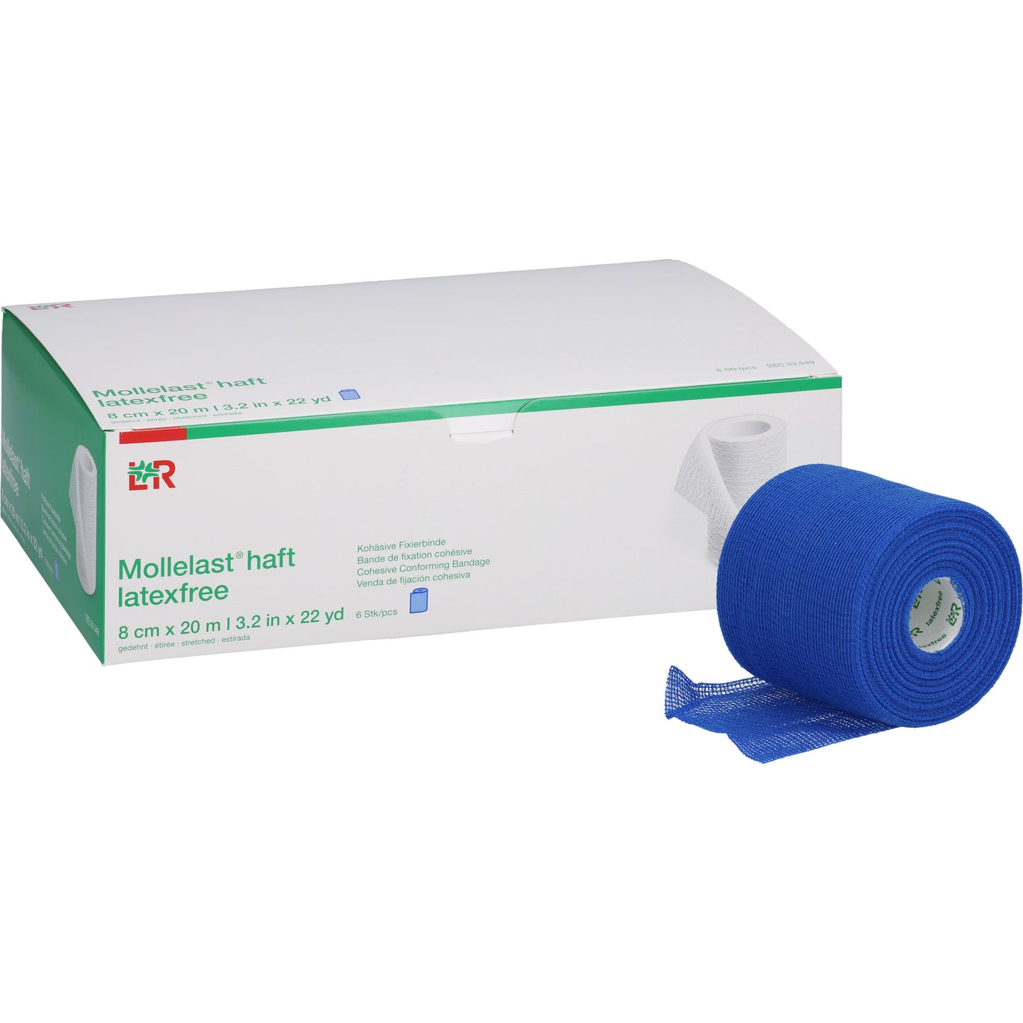 MOLLELAST haft Binden latexfrei 8 cmx20 m blau 6 St