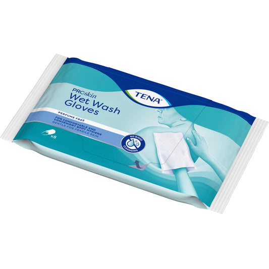 TENA WET Wash Glove parfümfrei 15x23 cm blau 8 St