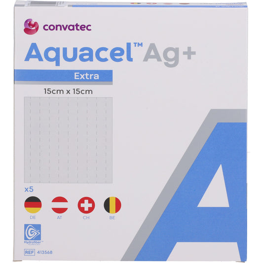AQUACEL Ag+ Extra 15x15 cm Kompressen 5 St
