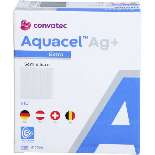 AQUACEL Ag+ Extra 5x5 cm Kompressen 10 St