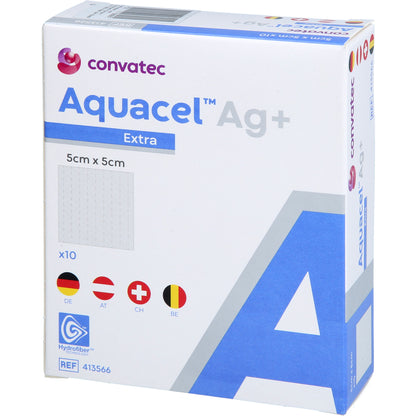 AQUACEL Ag+ Extra 5x5 cm Kompressen 10 St