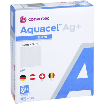 AQUACEL Ag+ Extra 5x5 cm Kompressen 10 St