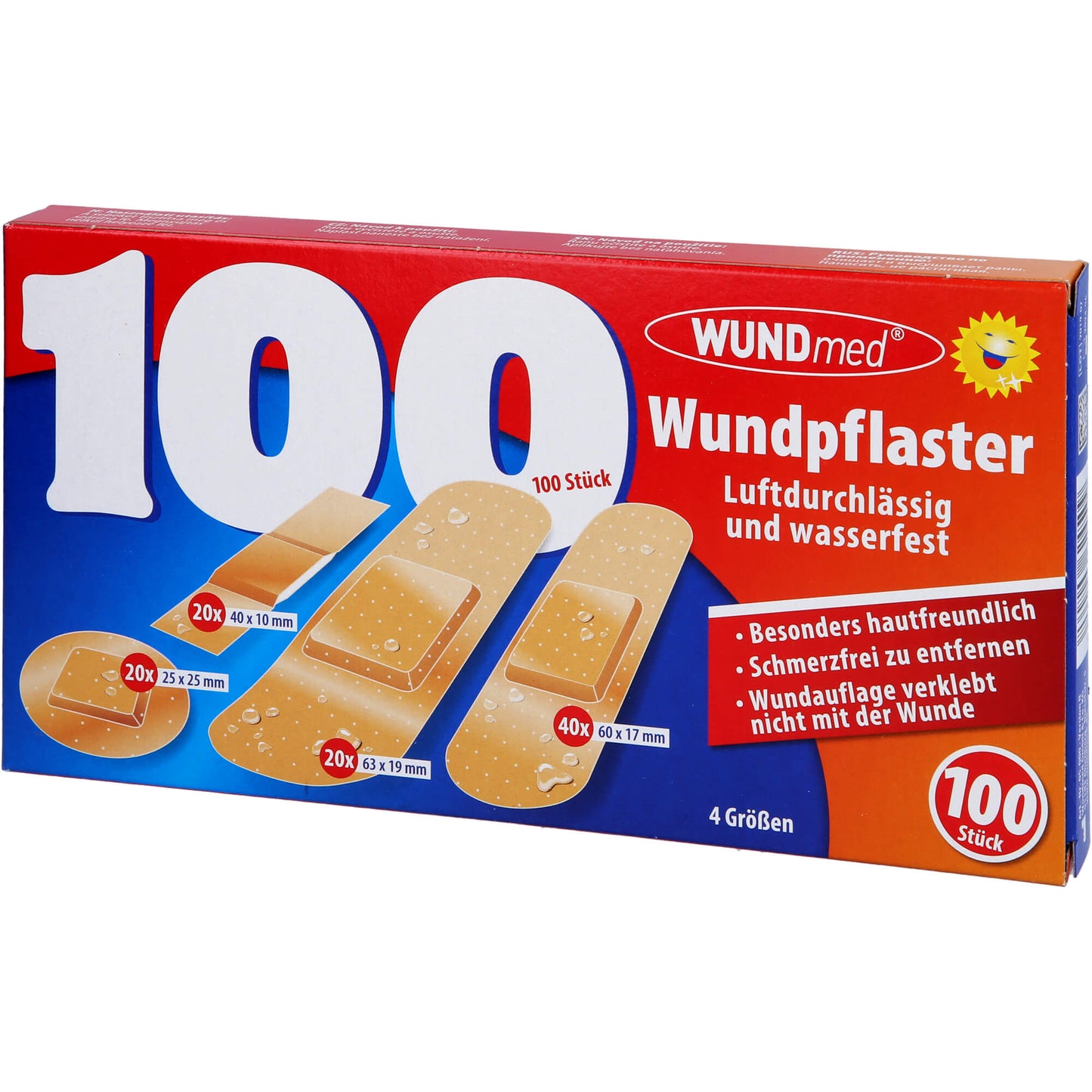 WUNDPFLASTER luftdurchlässig+wasserfest 4 Größen 100 St
