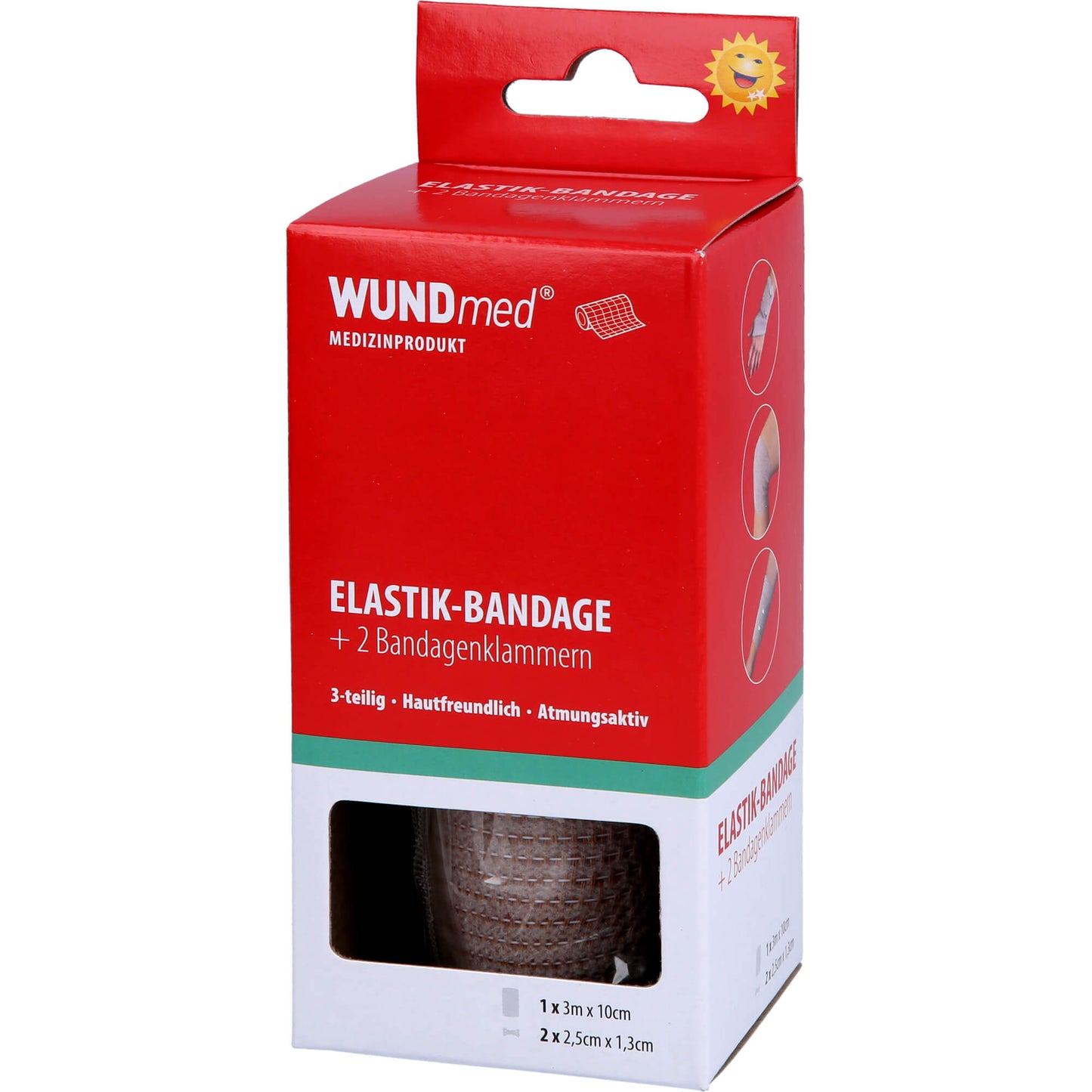 ELASTIK Bandage 10 cmx3 m mit Bandageklammern 1 St