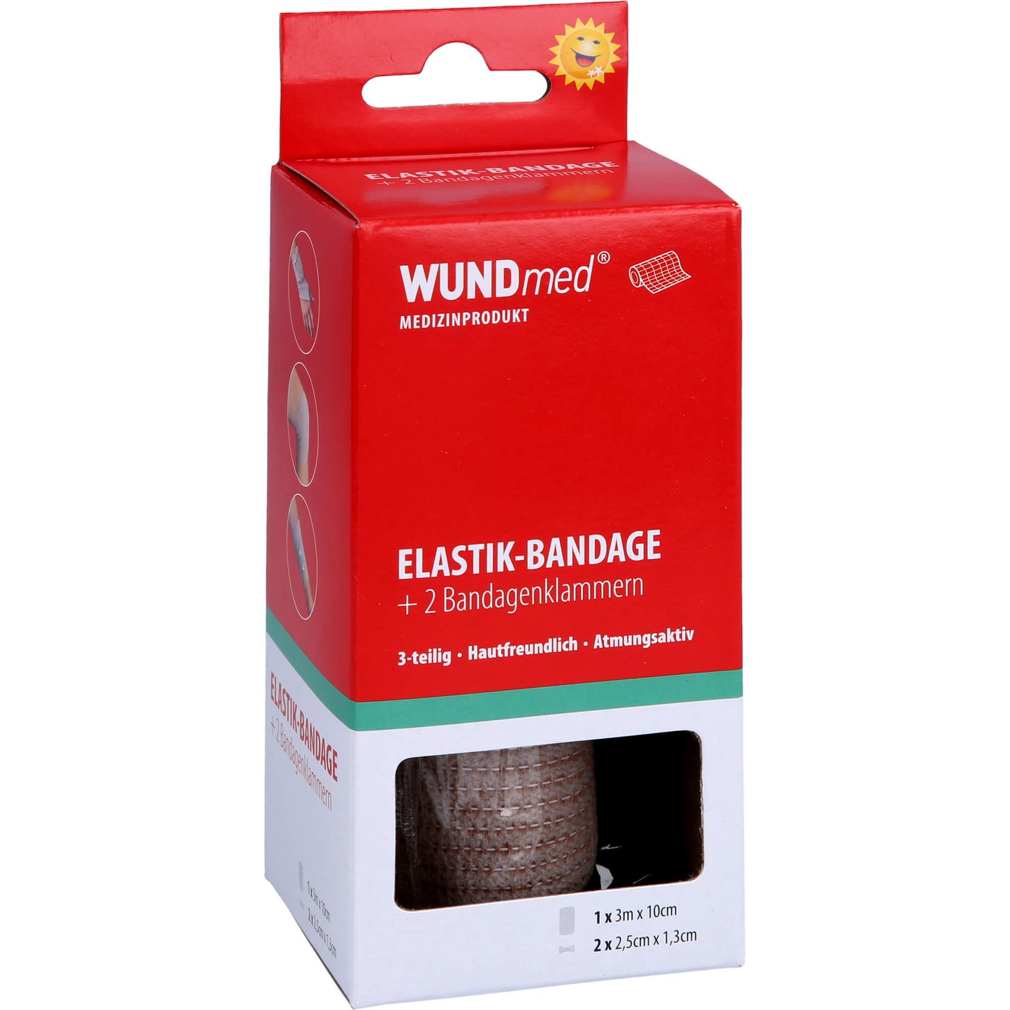 ELASTIK Bandage 10 cmx3 m mit Bandageklammern 1 St