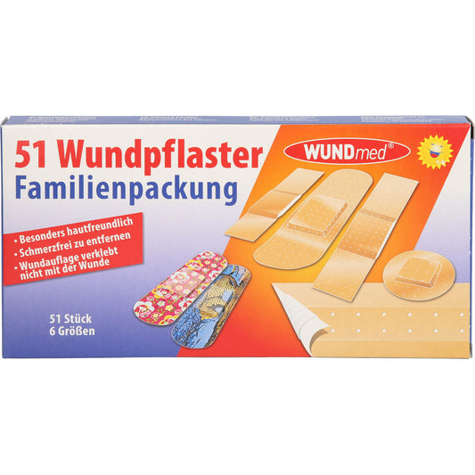 WUNDPFLASTER Familienpackung 6 Größen 51 St