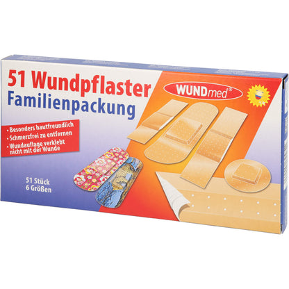 WUNDPFLASTER Familienpackung 6 Größen 51 St