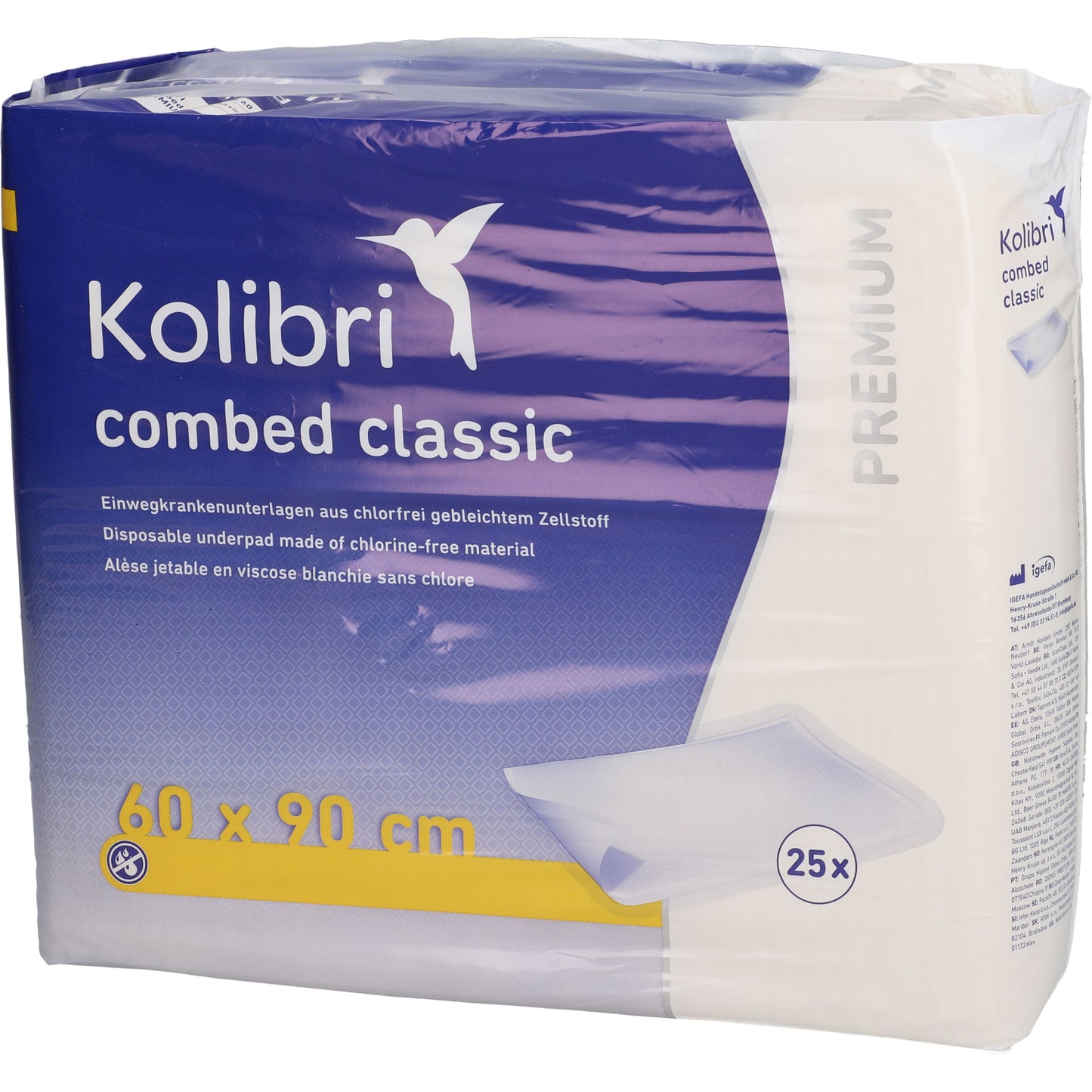 KOLIBRI combed Krankenunt.premium classic 60x90 cm 25 St