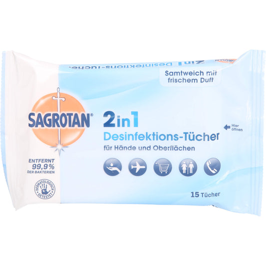 SAGROTAN 2in1 Desinfektions-Tücher 15 St